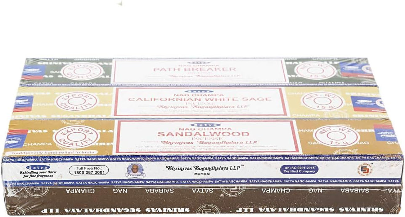 - Set of 6 - Nag Champa, Super Hit,Path Breaker,Soul Searcher, Sandalwood, Californian White Sage 15 Grams