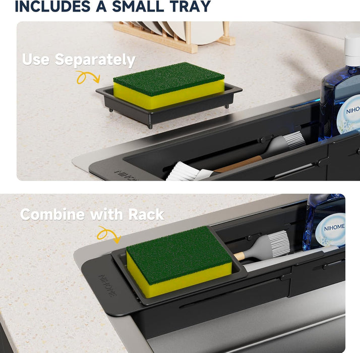 Extendable Kitchen Sink Caddy, Small Brush Sponge Storage Holder