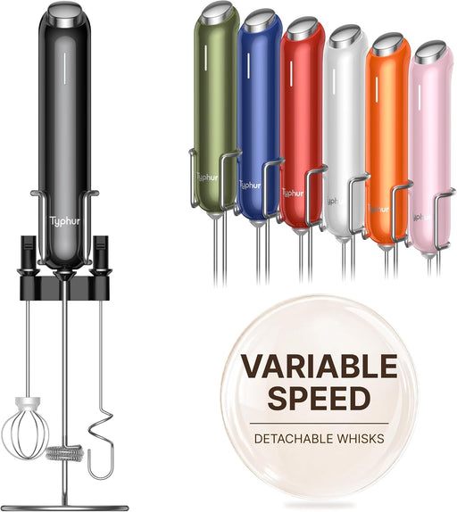 InstaWhisk Upgraded Milk Frother with Variable Speed - Rechargeable Handheld Coffee Frother Wand with Detachable Whisks,