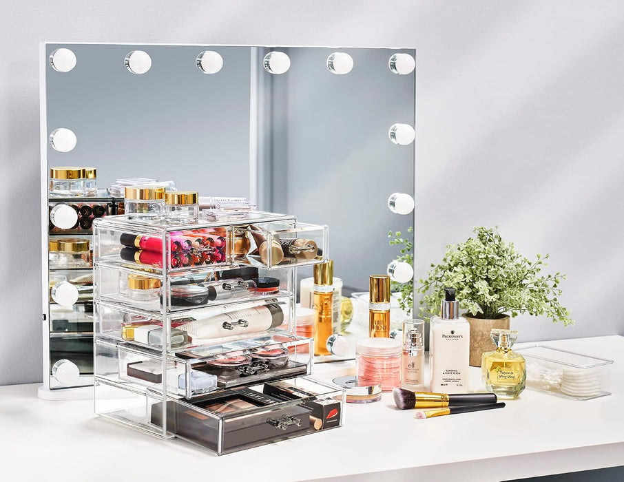 6-Drawer Makeup Organizer with Small & Wide Drawers (Clear)