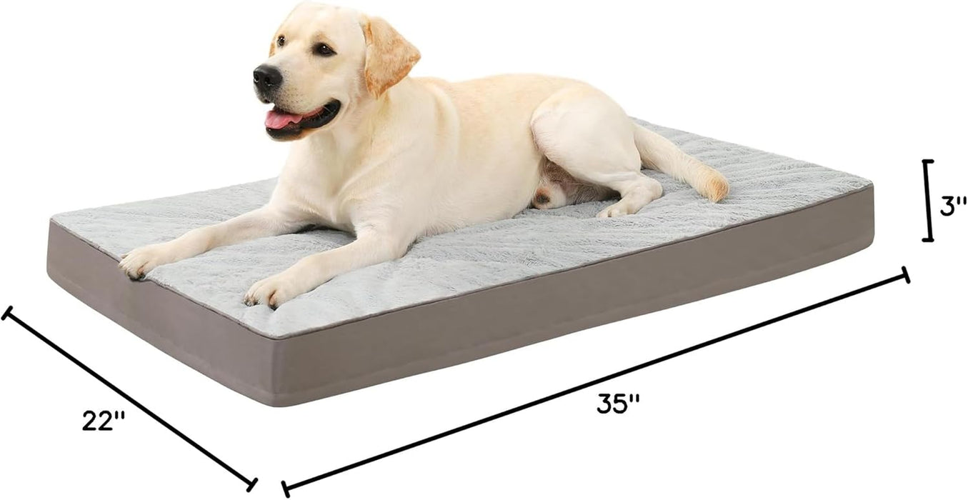 Orthopedic Dog Bed for Large Dogs with Waterproof Lining, Grey, 35x22