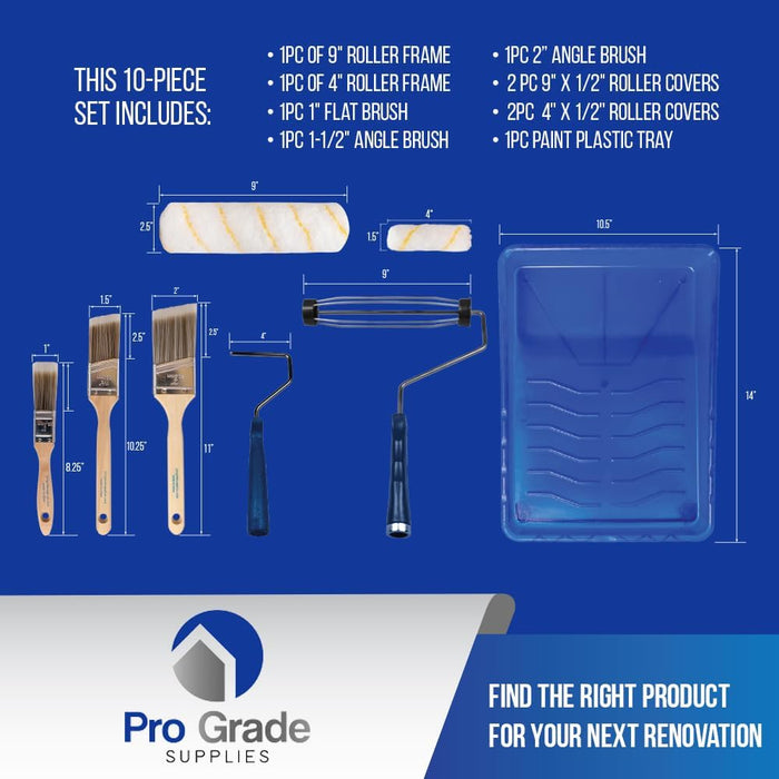 Paint Roller Kit, Paint Brushes, 4" & 9" Roller Covers for Walls