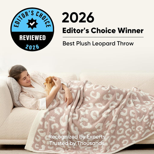 Leopard Throw Blanket for Couch Bed Sofa 50x60 inches, Reversible Beige Leopard Blanket Ultra Soft Cozy Blankets for Women Mothers Birthday Gifts