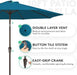 10FT Outdoor Patio Umbrella, Market Umbrella, Lake Blue