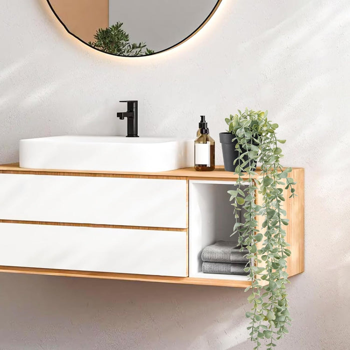 24" Fake Hanging Eucalyptus Plant for Bathroom Wall Art Decor