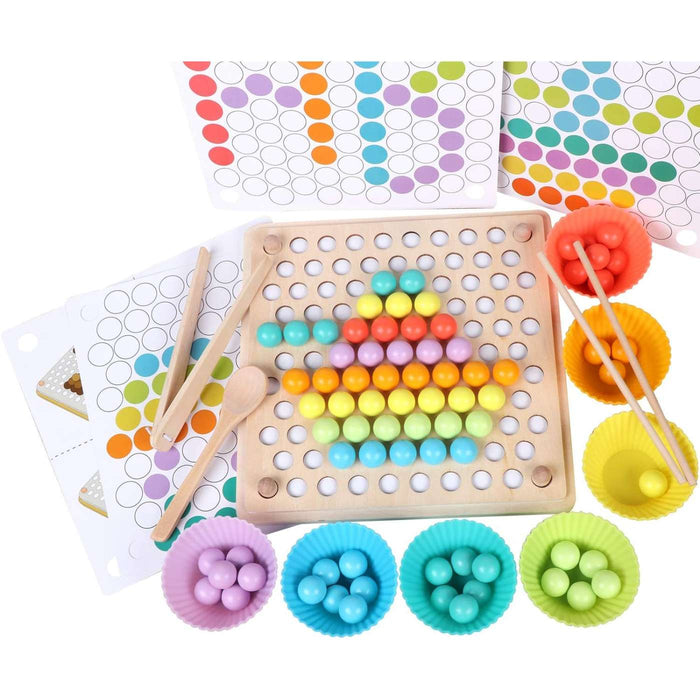 Wooden Color-Sorting Peg Board Toy