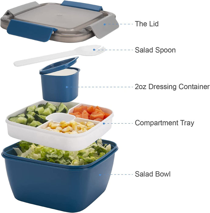 Salad Lunch Container To Go, BPA-Free 52-oz Salad Bowls to go for lunch