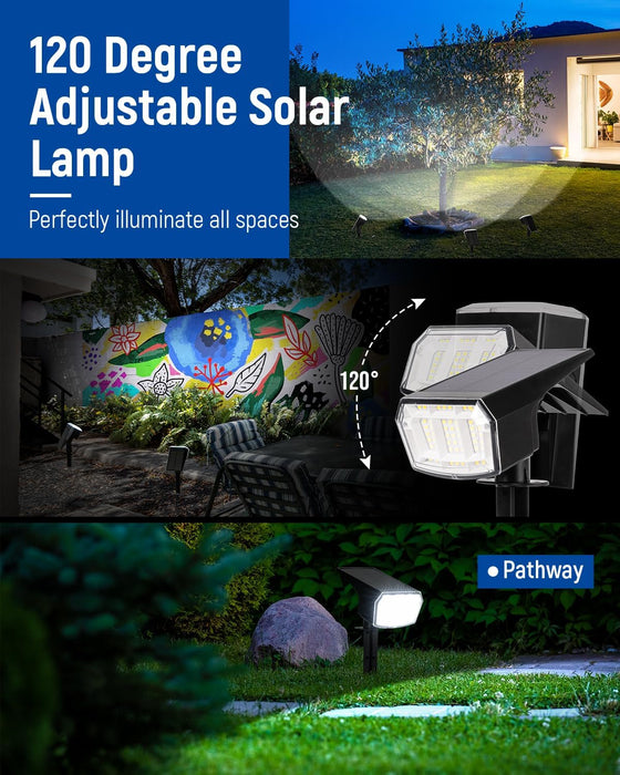 Solar Spot Lights Outdoor Waterproof, 4 Packs, Cool White