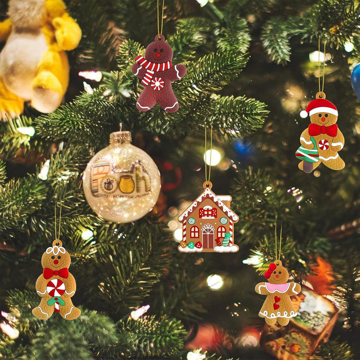 16pcs Gingerbread Man Ornaments for Christmas Tree Decorations