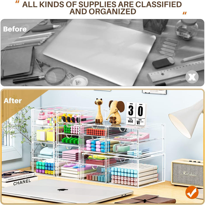 Acrylic16-Drawer Storage & Makeup Organizer for Desk
