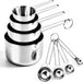Measuring Cups and Spoons Set 8PCS Silver Stainless Steel