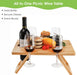 Portable Wine Picnic Table with 5 Wine Glasses Holder, Foldable Champagne Picnic Snack Table, Wine and Cheese Table for Picnic, Camping, Park, Beach, Wine Lover Gift
