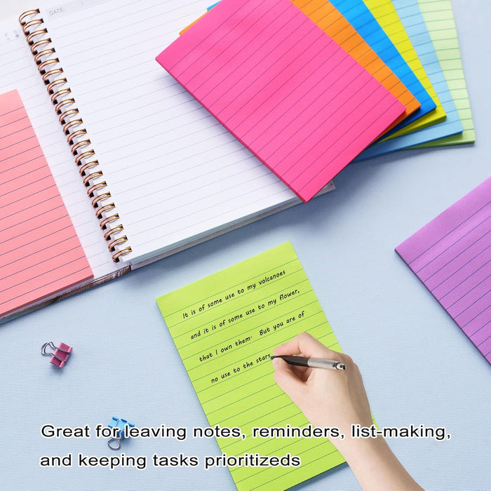 9 Pads Lined Sticky Notes 4x6 in, Bright Large Notepads with Lines