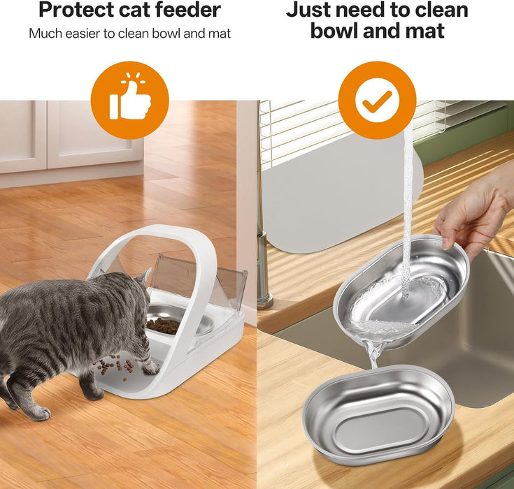 Stainless Steel Bowl for Automatic Microchip Cat Pet Feeder, Design for Keeping Food Fresh and Reducing Odor, 2 Pcs+1 Gr