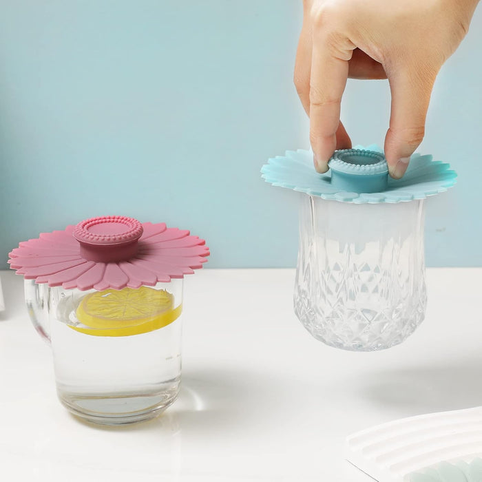Sunflower Silicone Cup Covers (Set of 3),Multicolored Silicone Lids