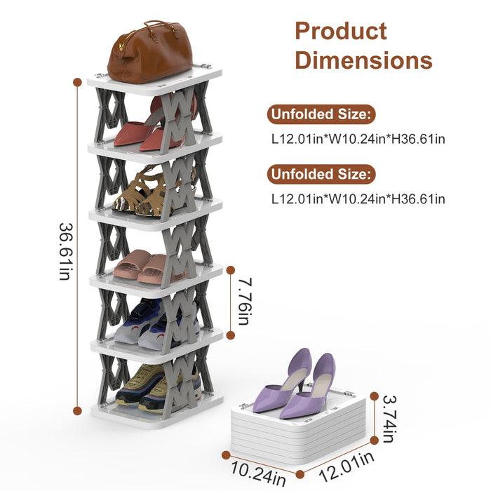 Six-Tier Foldable Shoe Rack