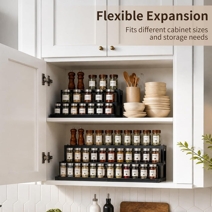 Expandable Spice Rack Organizer for Cabinet, Supports 17.6 lbs Per Tier