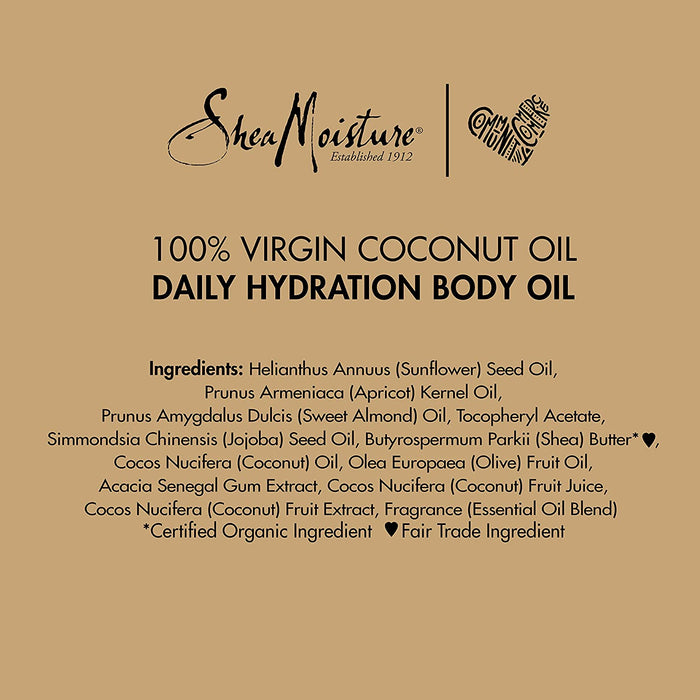 Daily Hydration Body Oil Virgin Coconut Oil For Dry Skin Paraben Free 8 oz