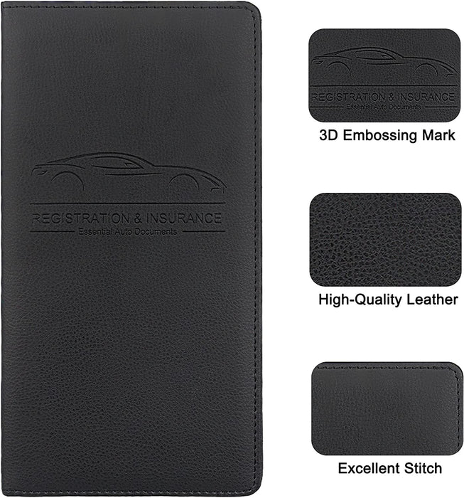 Premium Car Registration & Insurance Card Holder, Black