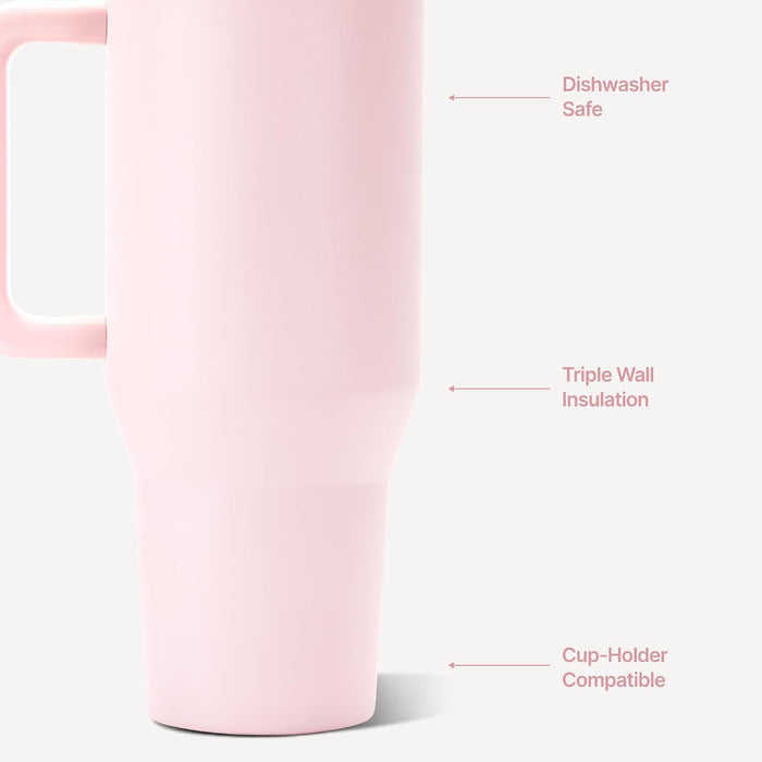 Traveler 40oz, Insulated Tumbler with Handle & Straw, Pink Sand