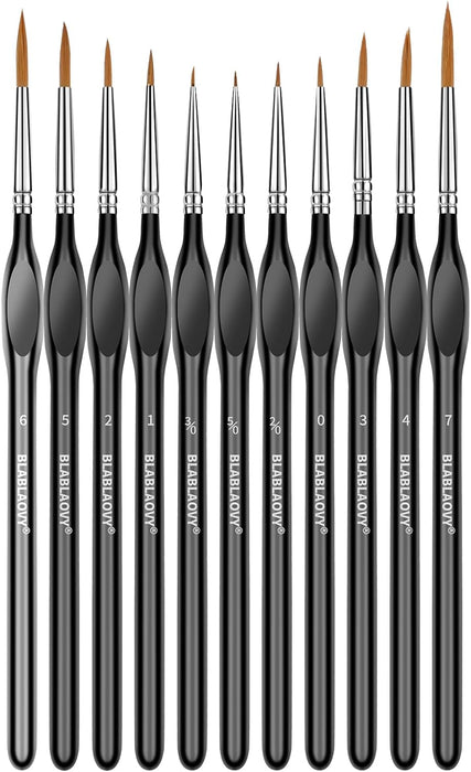 11 Pcs Detail Paint Brushes with Triangular Handles for Acrylic, Model, Art