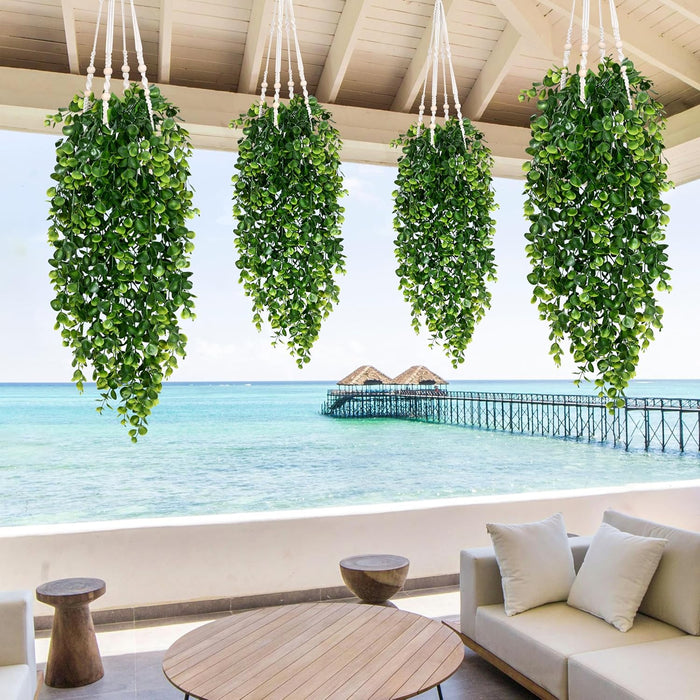 4Pcs Fake Hanging Plants 2.7FT Fake Plants Fake Vines Greenery