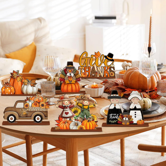 6 Pcs Fall Thanksgiving Table Decor, Cute, Bright Orange