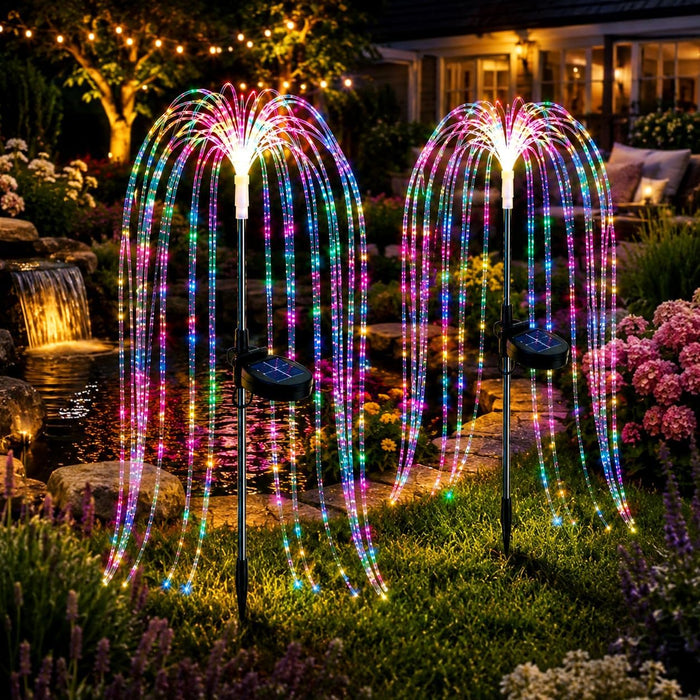 2 Pack Solar Willow Branch Garden Stake Lights 120 LEDs Multicolored