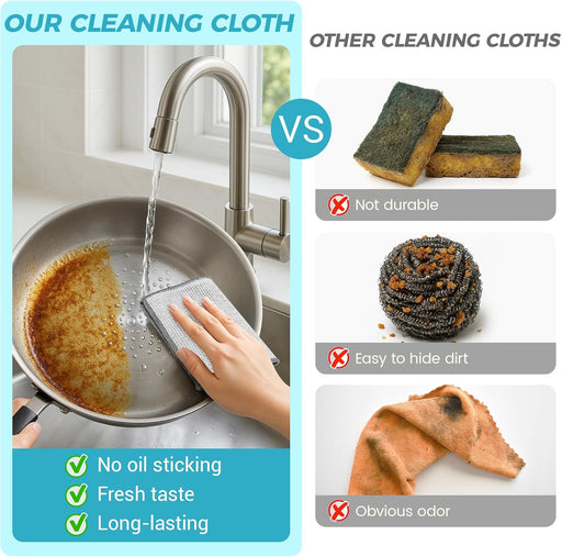 12pcs Upgrade 3-Layer Non-Scratch Steel Wool Dish Rags for Washing Dishes
