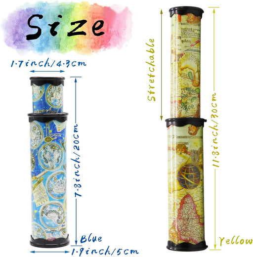 2 Pack Classic Kaleidoscope Toy,Magic Rotating Kaleidoscope,Stretchable Long World Kaleidoscope,Educational Toy Kaleidoscope for Children Gifts