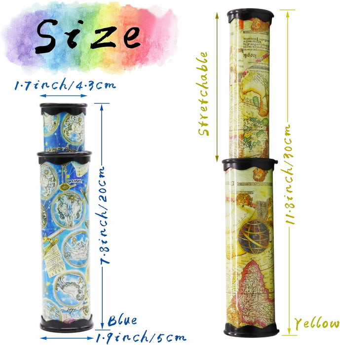 2 Pack Classic Kaleidoscope Toy,Magic Rotating Kaleidoscope,Stretchable Long World Kaleidoscope,Educational Toy Kaleidoscope for Children Gifts