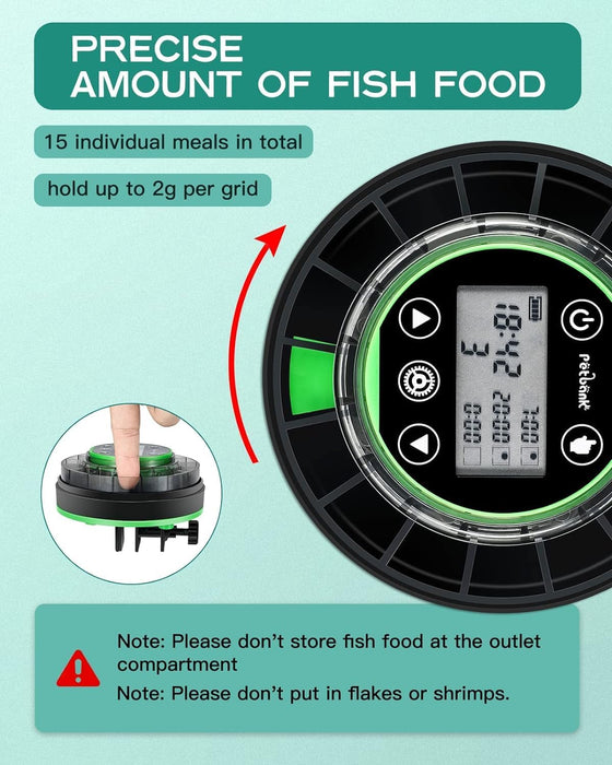 Automatic Fish Feeder for Aquarium Portion Control & Moisture-Proof