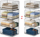 4-Tier Stackable Closet Organizers and Storage Shelves, Foldable Closet Shelf Organizer, Black(Patent Protection)(Patent