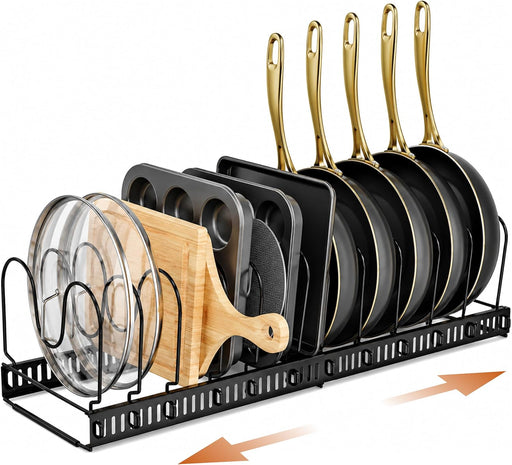 Adjustable Bakeware Pots and Pans Organizer Under Cabinet,11 Dividers Cookie Sheet Baking Pan Pot Lid Organizers