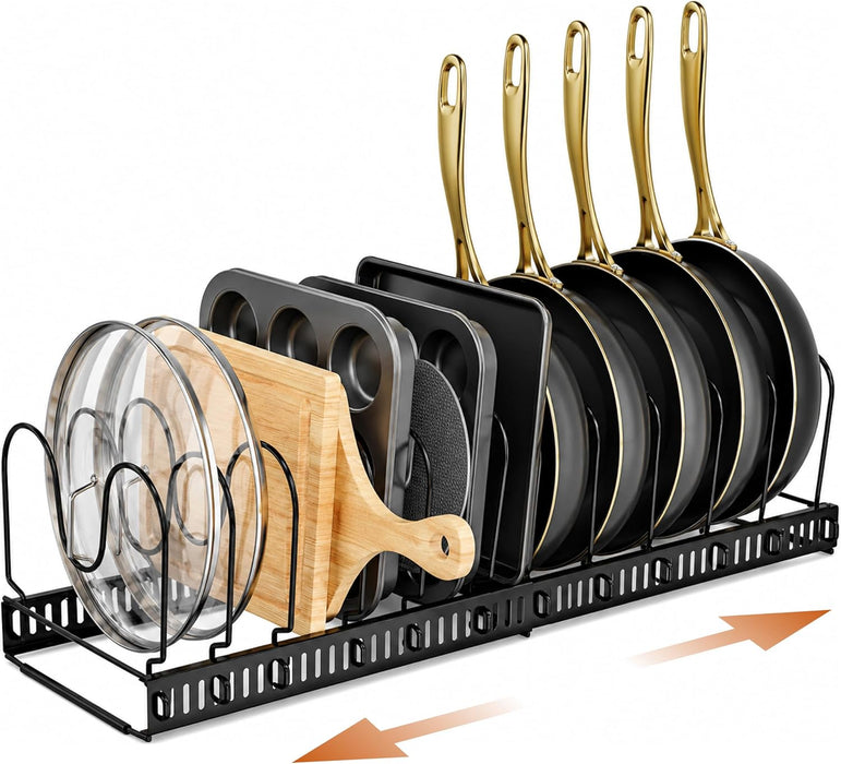 Adjustable Bakeware Pots and Pans Organizer Under Cabinet,11 Dividers Cookie Sheet Baking Pan Pot Lid Organizers