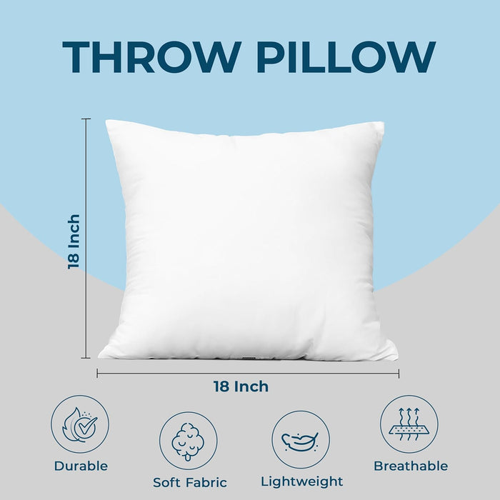 Throw Pillows, Decorative 18x18 Pillow Inserts, Set of 4
