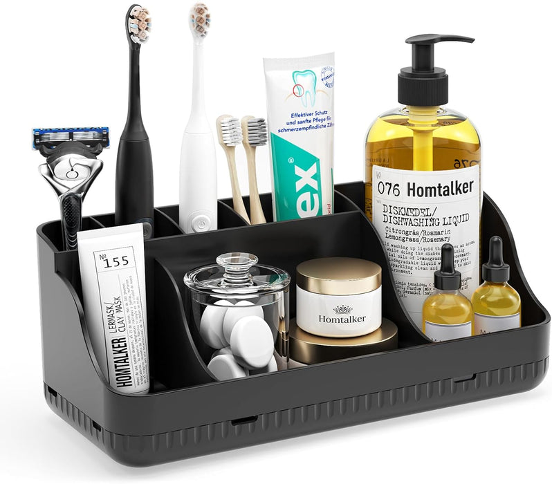 Bathroom Counter Organizer and Storage, 7 Slots Detachable Toothbrush Holders for Bathrooms, Anti-Slip Electric Toothbru