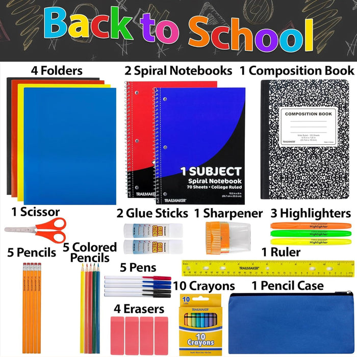 School Supplies Kit 45 Piece Grades K-12