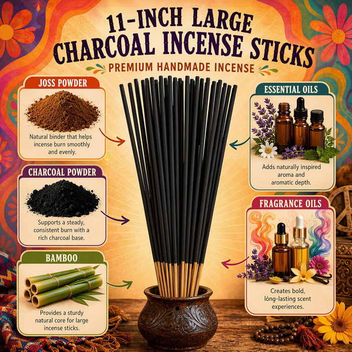 Japanese Cherry Blossom Incense Sticks 11" - 1 Bundle 85 to 100 Sticks - Smooth and Clean Long Burn Time, 45 to 60 Minut