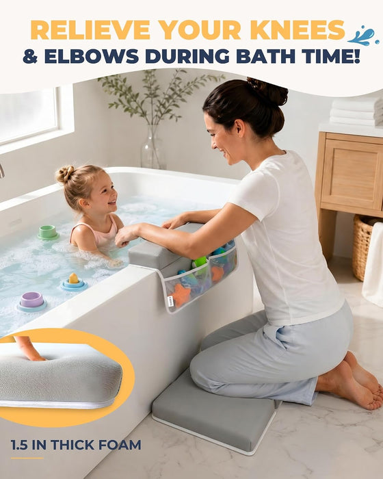 Comfortable Baby Bath Kneeler and Elbow Rest Pad Set - 1.5 Inch, Grey