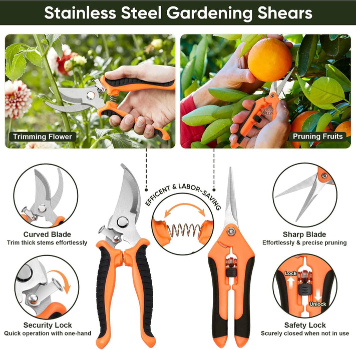 Gardening Tools, 12 Pcs Garden Tool Set for Planting & Weeding