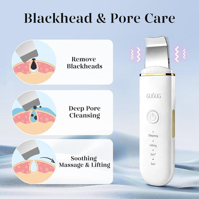 Skin Scrubber Spatula Pore Cleaner Blackhead Remover,4 Modes,White