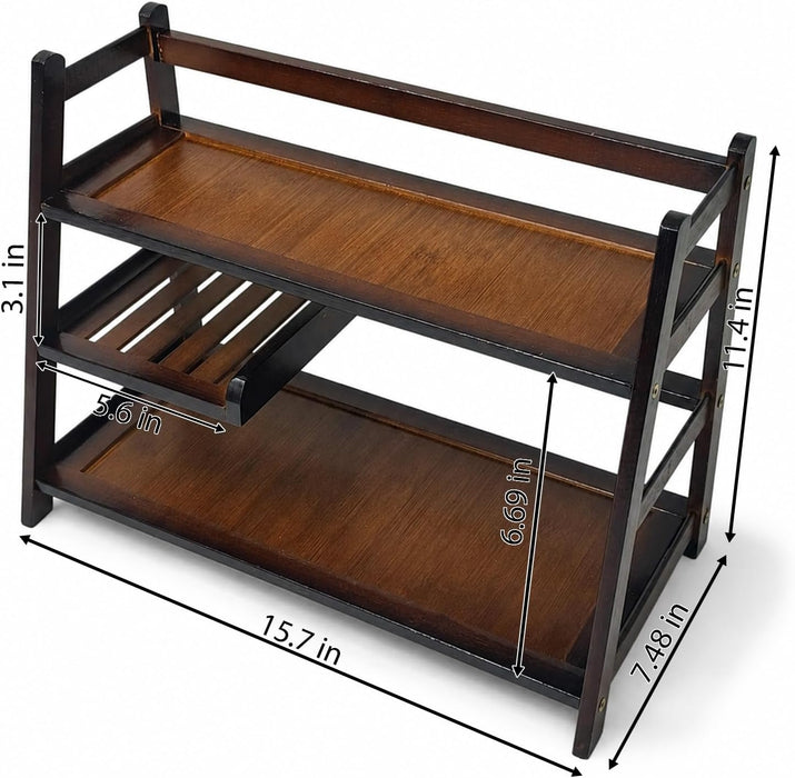 3 Tier Bamboo Matcha Station, coffee station organizer Shelf