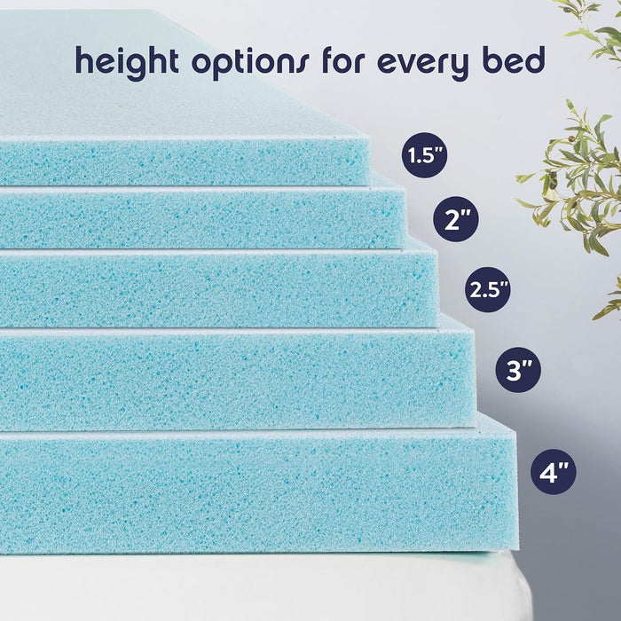 1.5 Inch Ventilated Memory Foam Mattress Topper, Cooling Gel Infusion, CertiPUR-US Certified, Dorm Essentials, Full