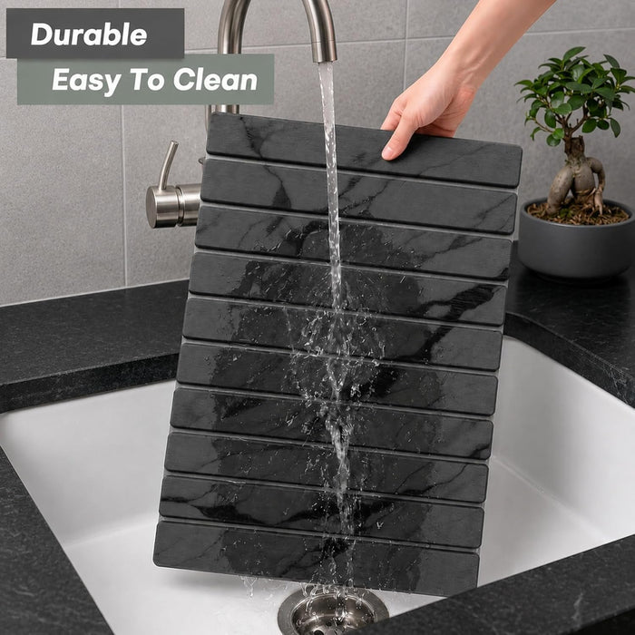 Large Stone Dish Drying Mat for Kitchen Counter, Quick Dry Stone Dishes/Bath Mats,Foldable Water Absorbing Diatomaceous 