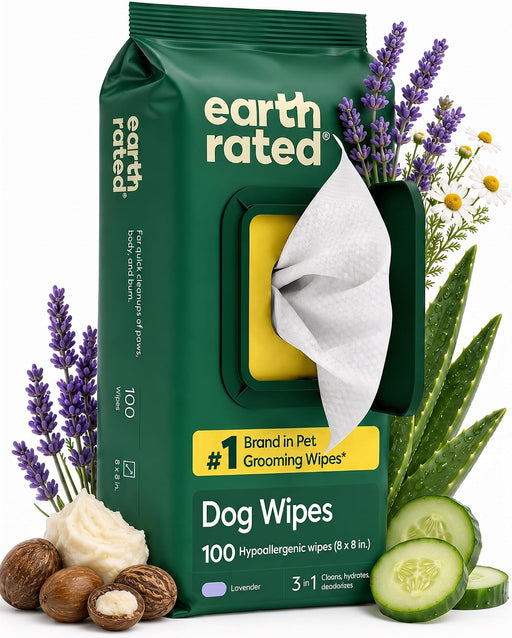 Dog Wipes for Paws & Butt, Deodorizing, Lavender, 100ct