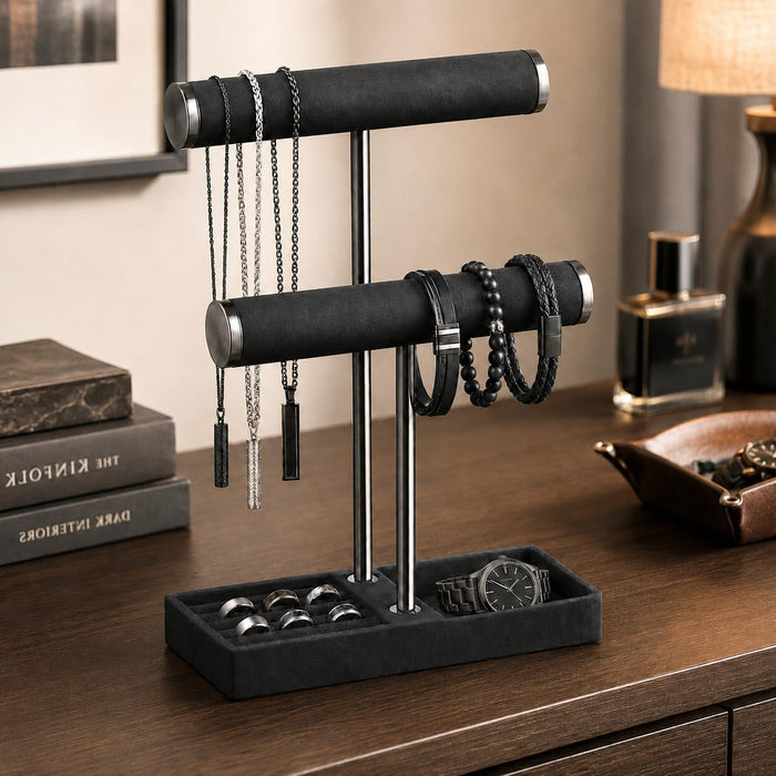 2 Tier Bracelet Holder Display, Necklace Holder Organizer, Black