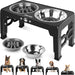 Elevated Dog Bowls for Medium Large Size Dogs, Non-Slip Dog Feeder with 1*Stainless Steel Dishes & 1*Slow Feeder Bowl, 5