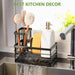 Sink Caddy Sponge Holder for Kitchen with Brush Holder and Stainless Steel Self Drain Tray, Rustproof Kitchen Sink Organizer for Sponge, Soap Dispenser Storage Accessories