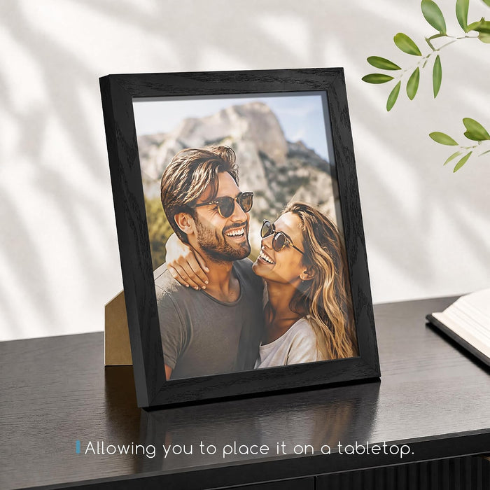 8x10 Picture Frame Set of 3, Gallery Wall Frame Set Black Woodgrain